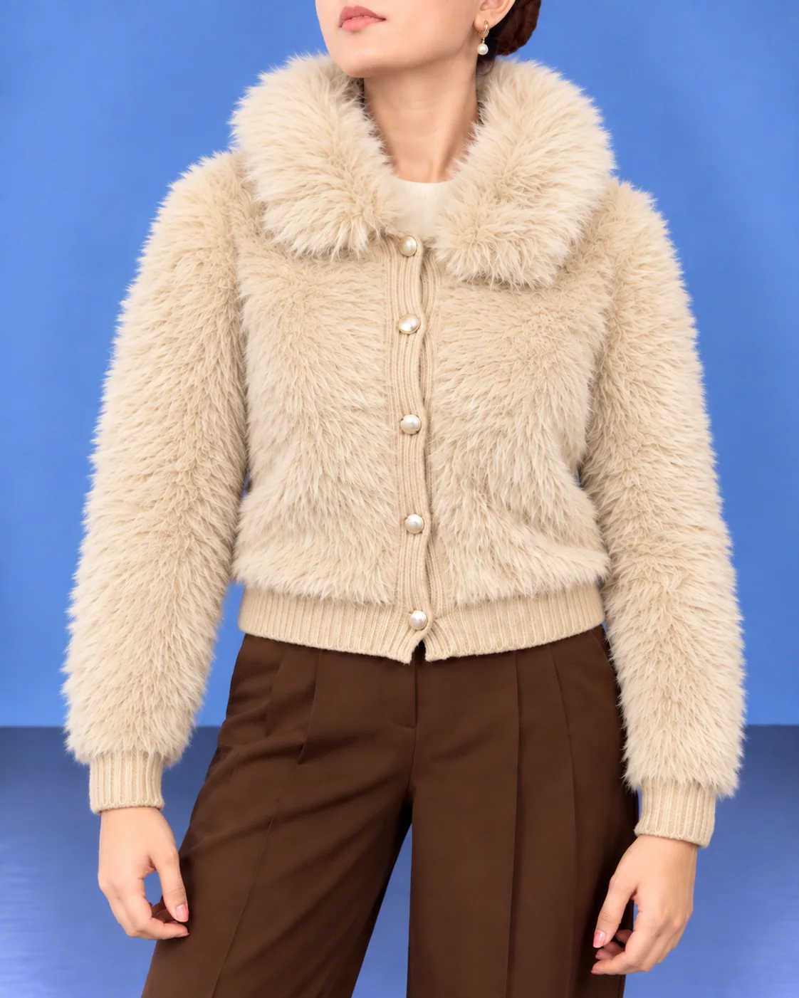 Aurelia Fur-Trim Jacket Beige