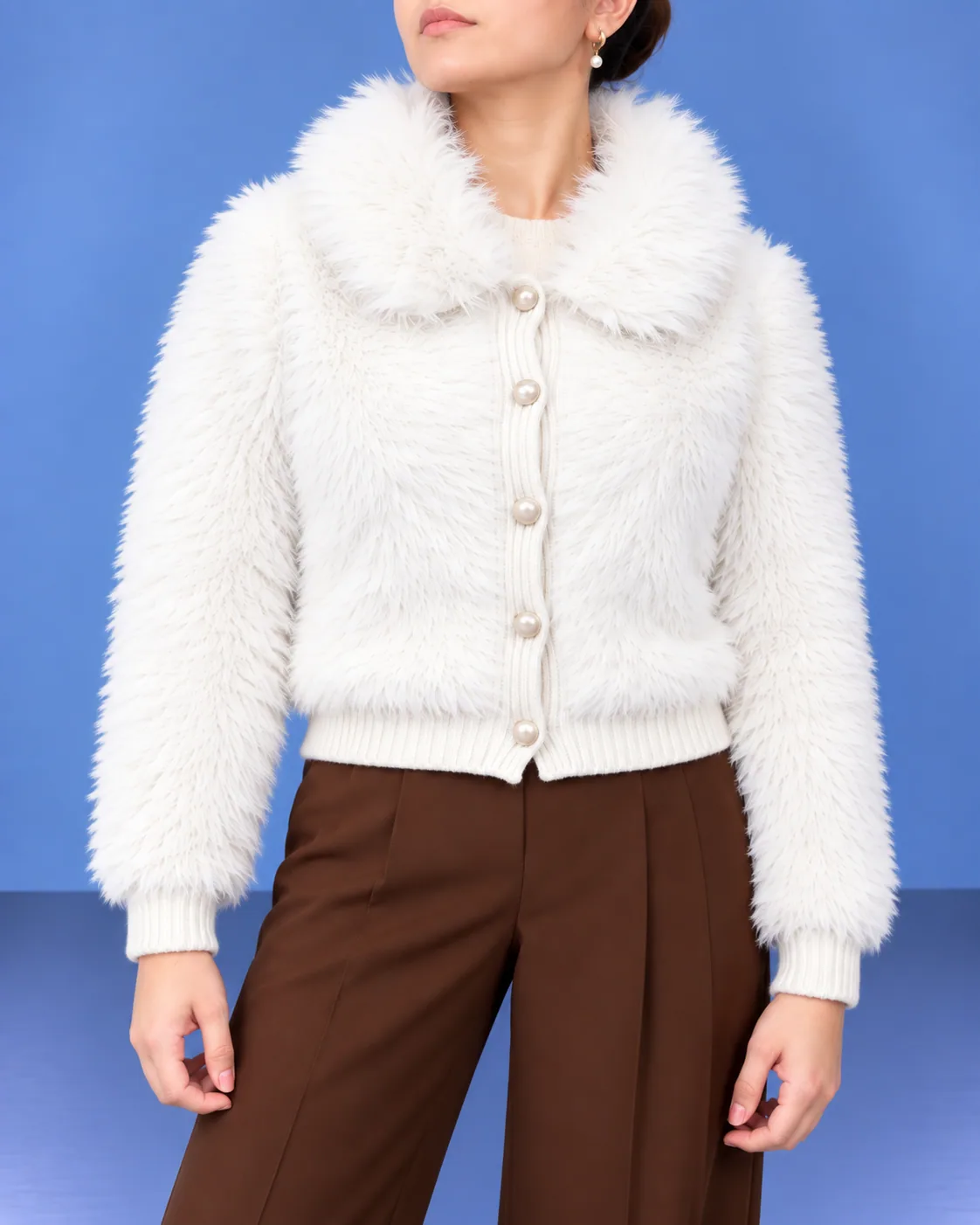 Aurelia Fur-Trim Jacket White
